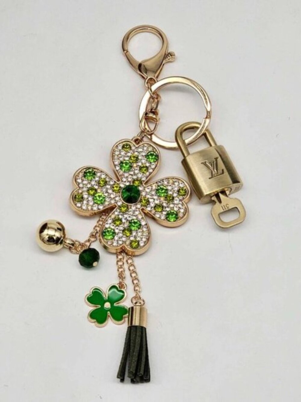 Authentic Louis Vuitton LV Gold Padlock & Key 🔒 Unbranded Flower Bag Charm